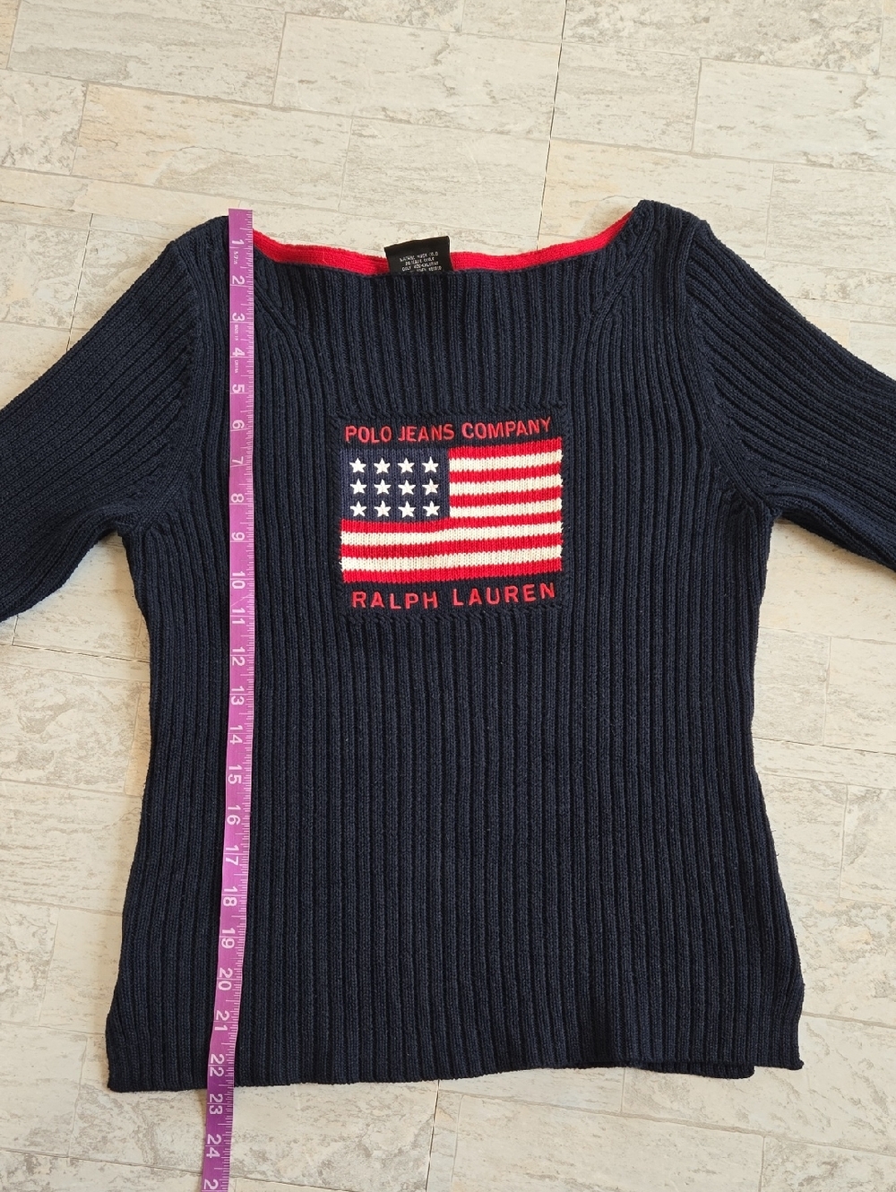 Vintage Polo Ralph Lauren American Flag Sweater MEDIUM - Picture 4 of 6